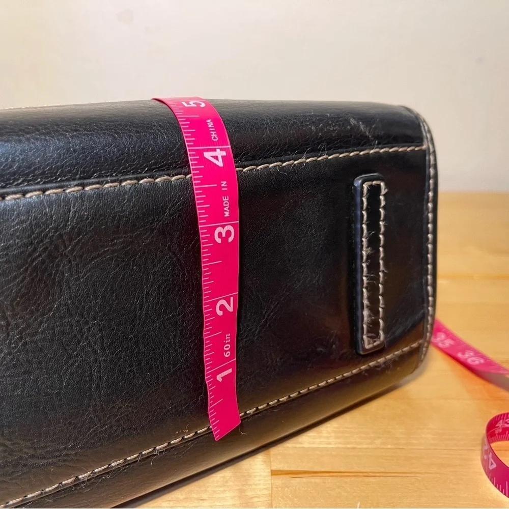 MICHAEL Michael Kors Black Leather Satchel Double Handle Zip Pocket Shoulder Bag